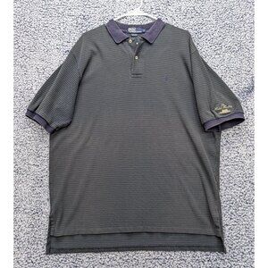 Vintage Ralph Lauren Polo Mens XL Hershey Hotel Embroidered USA Made Stripe Blue